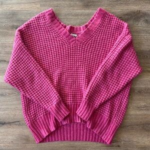 American Eagle Outfitters Pink V-Neck Sweater